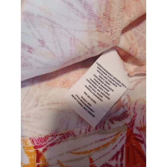 Blazer Jacket Ruby Rd 20W Snaps Beads Straw Tropical Floral Pink Orange White - Picture 8 of 8